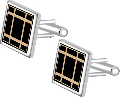 EXOTICA Fashions Brass Cufflink Set(Gold, Silver, Black)