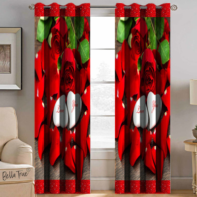 BELLA TRUE 213 cm (7 ft) Polyester Semi Transparent Door Curtain (Pack Of 2)(Printed, Multicolor)