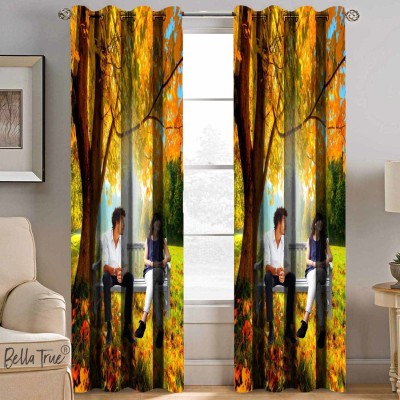 BELLA TRUE 270 cm (9 ft) Polyester Semi Transparent Long Door Curtain (Pack Of 2)(Printed, Multicolor)