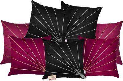 indoAmor Striped Cushions Cover(Pack of 7, 40 cm*40 cm, Purple, Black)