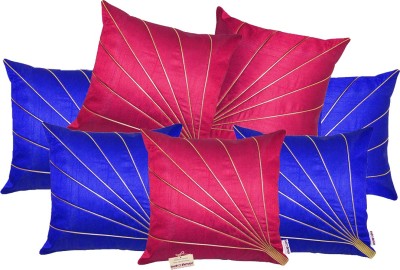 indoAmor Striped Cushions Cover(Pack of 7, 40 cm*40 cm, Blue, Pink)