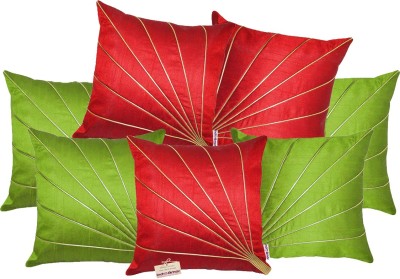 indoAmor Striped Cushions Cover(Pack of 7, 40 cm*40 cm, Green, Red)