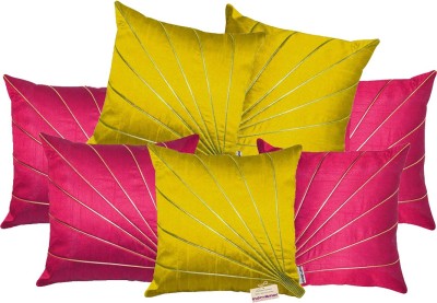 indoAmor Striped Cushions Cover(Pack of 7, 40 cm*40 cm, Pink, Yellow)