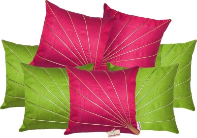 indoAmor Dupion Silk Cushions Cover(Pack of 7, 40 cm*40 cm, Green, Pink)