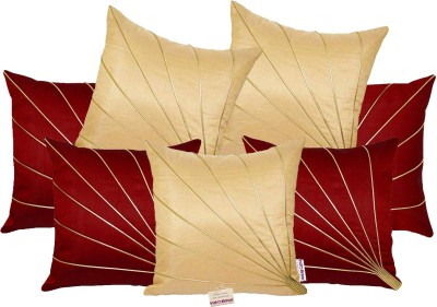 indoAmor Striped Cushions Cover(Pack of 7, 40 cm*40 cm, Maroon, Cream)