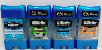 GILLETTE ANTIPERSPIRANT GEL ARCTIC ICE, POWER RUSH,COOL WAVE,SPORT TRIUMPH DEO STICK Deodorant Stick – For Men  (280 ml, Pack of 4)