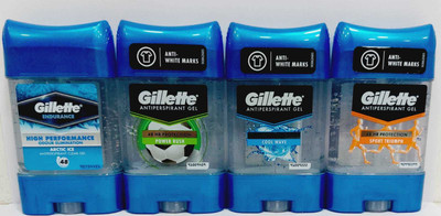 GILLETTE ANTIPERSPIRANT GEL ARCTIC ICE, POWER RUSH,COOL WAVE,SPORT TRIUMPH DEO STICK Deodorant Stick – For Men (280 ml, Pack of 4)