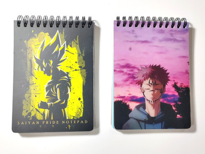 Goku Ki Dukan Dragon ball Z & Jujutsu Kaisen Notepad Combo A6 Note Pad Unruled with 12 cover arts of Anime 120 Pages(Multicolor, Pack of 2)