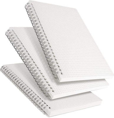 INNAXA Dot Grid Notebook Spiral - 3 Pack Dotted Bullet Grid Journal,120gsm A5 Journal Dotted 160 Pages(White, Pack of 3)