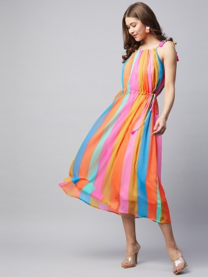 STYLESTONE Women Fit and Flare Multicolor Dress