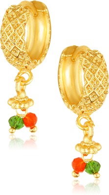 Vivaana Hoop Earring Clip on fancy artificial stone drop Bali Earring Women and Girls Brass Clip-on Earring