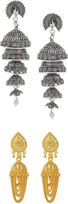 Happy Stoning Earrings Pack of 2 pairs Brass Jhumki Earring