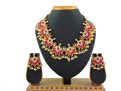 VATSALYA creation Zinc Gold-plated Maroon Jewellery Set(Pack of 1)