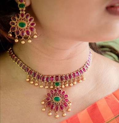 Aadesh Creation Alloy Gold-plated Multicolor Jewellery Set(Pack of 1)