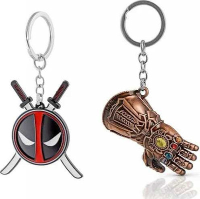 JAINSON MARTIN Combo Of Advanture thanos & Rotating Deadpool With Sword Keychain Key Chain