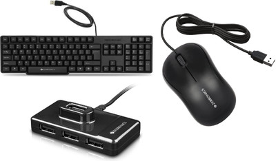 ZEBRONICS K20 keyboard, Comfort Mouse, 100HB USB HUB Wired USB Standard Desktop Keyboard Compatible with Desktop, Laptop, Mac(Black)