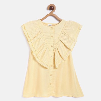 MINI KLUB Baby Girls Midi/Knee Length Casual Dress(Yellow, Sleeveless)