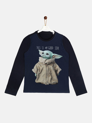 YK Star Wars Boys Printed Cotton Blend Regular T Shirt(Dark Blue, Pack of 1)