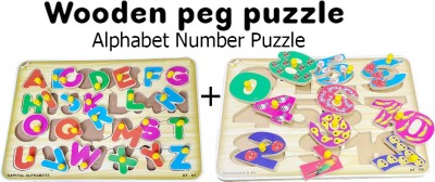 SHALAFI Educational Learning Toy AtoZ Alphabet Jigsaw Puzzle Game Math Counting Board(Beige, Multicolor)