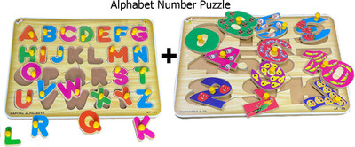 SHALAFI Alphabets and Numbers Board Smart Learning Educational Puzzle toy Activity Books(Beige, Multicolor)