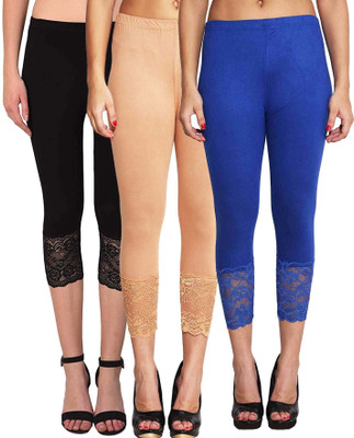 SwaNit Women Black, Beige, Blue Capri