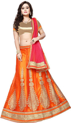 manvaa Embroidered Semi Stitched Lehenga Choli(Multicolor)
