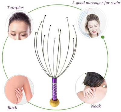 smile4u PACK OF 2 Head Massager Neck Massage SDB-2 Octopus Scalp Stress Relax Massager(Silver)