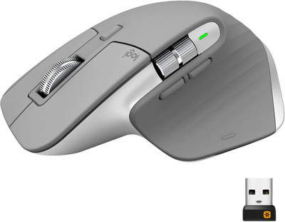 Logitech MX Master 3 Ultrafast Scrolling, Adj. 4000 Dpi, Customisation Multi-Device Wireless Hybrid Mouse(2.4GHz Wireless, Bluetooth, Mid Grey)