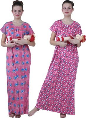 YUALIN CREATION Women Maternity/Nursing Nighty(Pink)