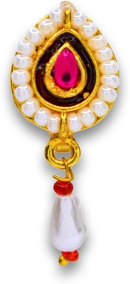 Jewelopia Ruby, Pearl Gold-plated Plated Mother of Pearl Nose Stud