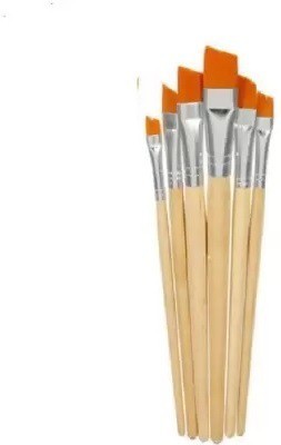BM RETAIL Set of 6 Flat Artist Fine Nylon Hair Paint Brush Set for Watercolor Acrylic(multie)