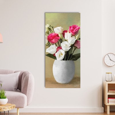 eCraftIndia Beautiful Flower Vase Original Design Canvas Printed Wall Painting Canvas 48 inch x 24 inch Painting(Without Frame)