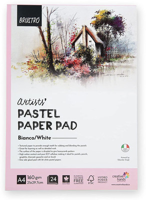 BRuSTRO Pastel Paper Unrulled A4 160 gsm Drawing Paper(Set of 1, White)
