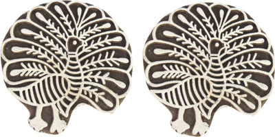 Global Art Traders Two Peacock Design Printing Block – Fabric Textile Wooden Printing Stamp Printing Blocks(Pack of 1)