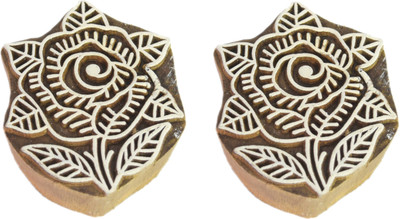 Global Art Traders Rose Design Mehandi Printing Block – New Wooden Textile Printing Stamp Printing Blocks(Pack of 2)