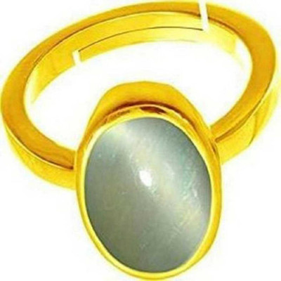 Chopra Gems Cat's Eye Lehsunia Ashtadhatu Ring Certified Unheated and Untreated Brass Gold Plated Ring