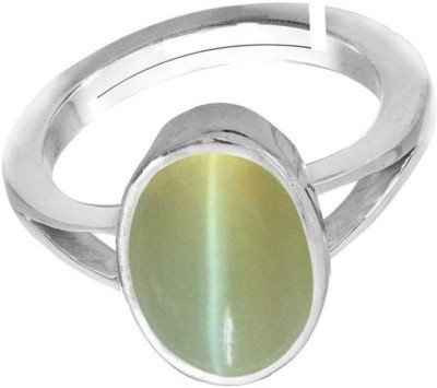 Chopra Gems Cat's Eye Lehsunia Gemstone Adjustable Ring for Men and Women's Brass Silver Plated Ring