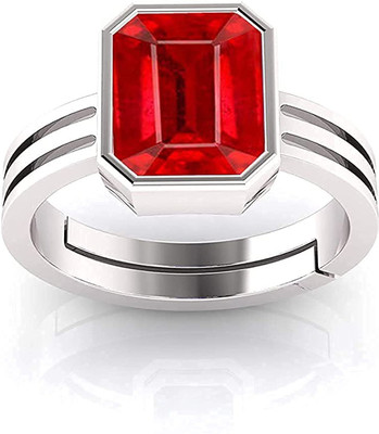 Sidharth Gems Certified 5.25 Ratti 4.45 Carat A+ Quality Natural Ruby Manik Gemstone Ring Brass Ruby Brass Plated Ring