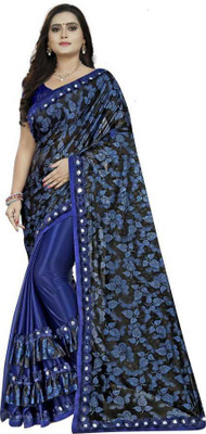 Aarya creation Printed Bollywood Lycra Blend Saree(Blue)