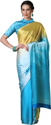 Ratnavati Printed Bollywood Crepe Saree(Light Blue, Yellow)