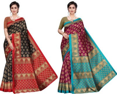 RUNAYA NX Printed Bollywood Art Silk Saree(Pack of 2, Multicolor)