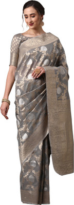 Ratnavati Woven Banarasi Silk Blend Saree(Grey)