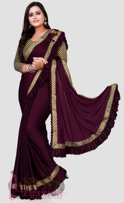 ENCLIQ Solid/Plain Bollywood Lycra Blend Saree(Magenta)