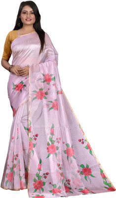 Shyam Silk Digital Print Daily Wear Organza Saree(Pink)