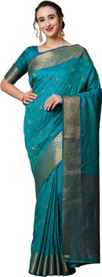 Ratnavati Woven Banarasi Silk Blend Saree(Blue)