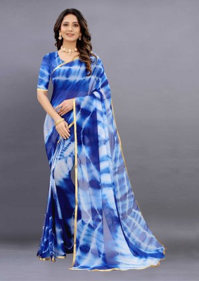 KV Fashion Printed Bollywood Chiffon Saree(Blue)