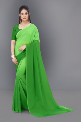 Anand Sarees Dyed Bollywood Georgette Saree(Green)