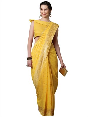 Ratnavati Woven Banarasi Silk Blend Saree(Yellow)