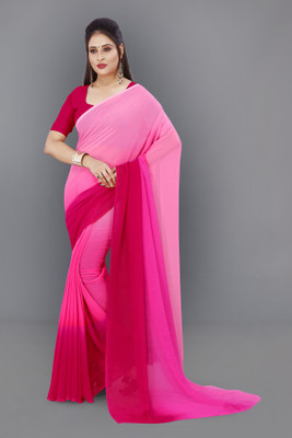 Anand Sarees Dyed Bollywood Georgette Saree(Pink)
