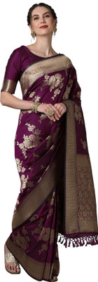 Ratnavati Woven Banarasi Silk Blend Saree(Magenta)